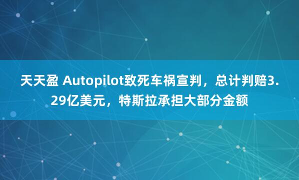 天天盈 Autopilot致死车祸宣判，总计判赔3.29亿美元，特斯拉承担大部分金额